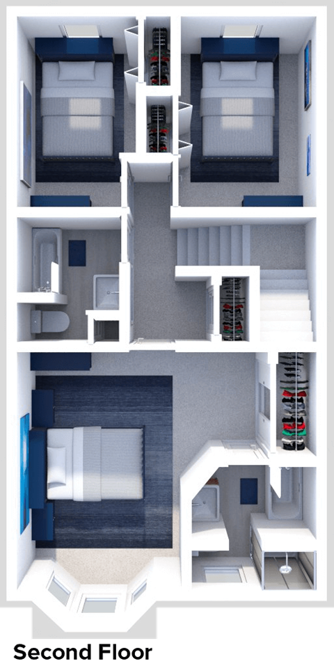 Floor plan for 3 beds, 2.5 baths, 1500 sqft